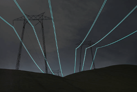 Power lines going through pylons